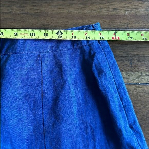Boden Blue Polkadot 100% Linen A Line Mini Skirt Size 6 Petite - Picture 6 of 8